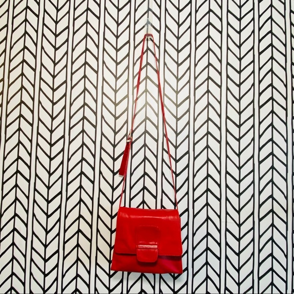 Kenneth Cole Red Genuine Leather Crossbody Saddle Bag - Picture 2 of 16